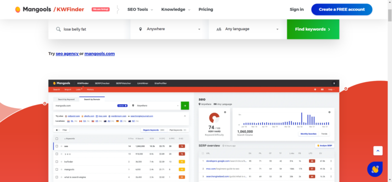 mangools keyword finder