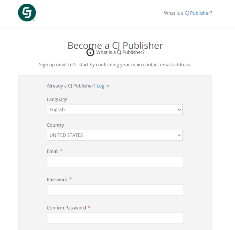 CJ Sign Up as a Publisher